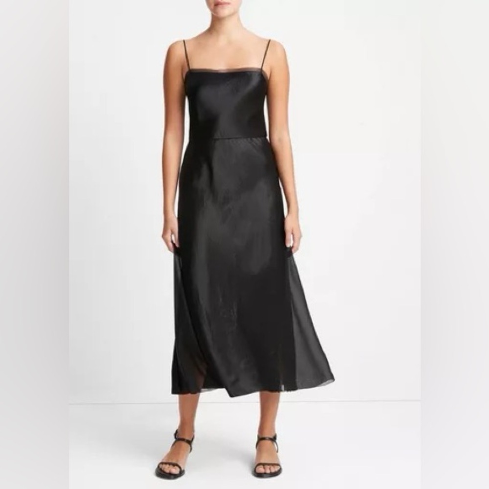 Vince Sheer-Paneled Slip Dress Slip Dress - 0